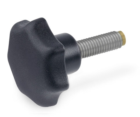 Stjerneknott av termoplast, med stift av polyacetal eller messing