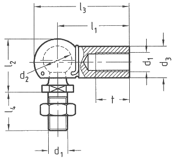 Ritning DIN 71802 AS vinkellänk / kulled DIN71802