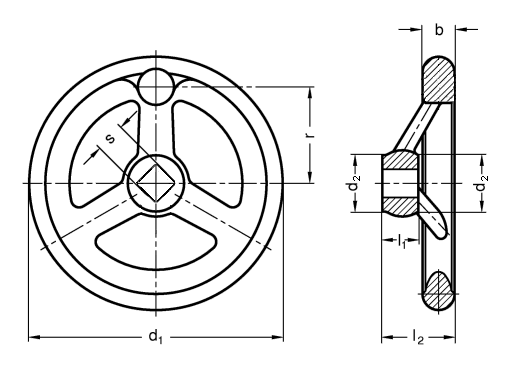 Ratt DIN 951 med fyrkantshål - ritning