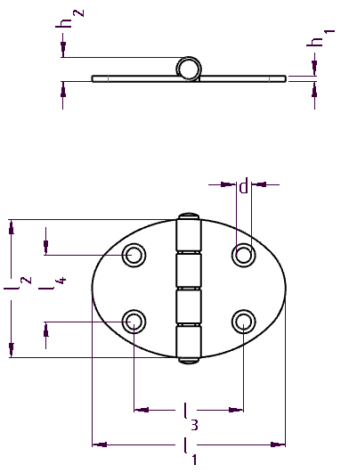 Ovalt gångjärn i rostfritt stål