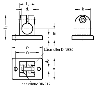 Ritning rörkoppling GN145 i aluminium