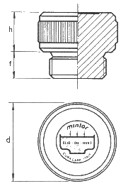 Ritning Lettrad påfyllningsplugg M TC/Z alternativt M TCF/Z