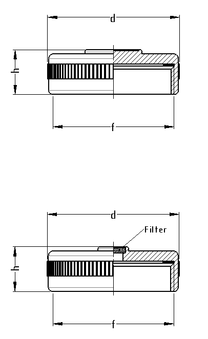 Tanklock i aluminium, med eller utan filter - ritning