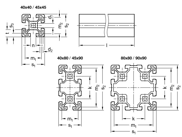 Aluminiumprofil "light" typ B