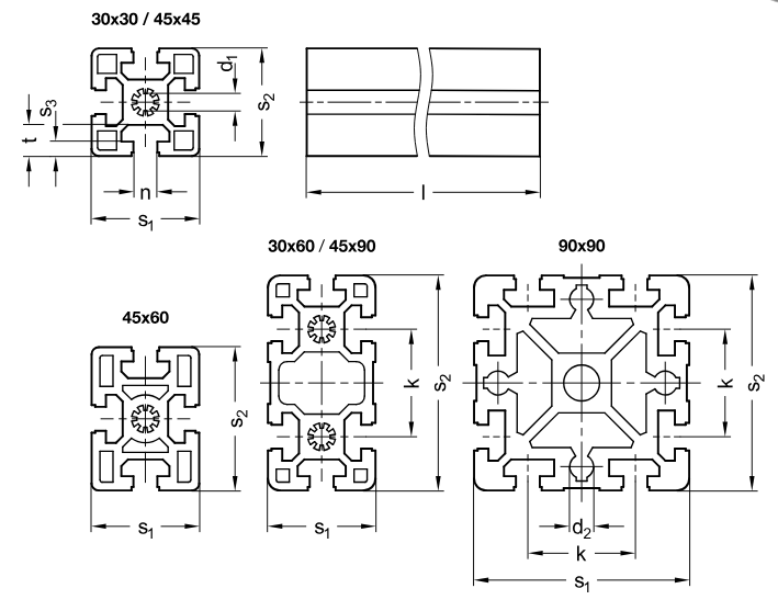 Aluminiumprofil "heavy" typ B