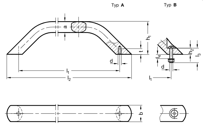Bygelhandtag i aluminium